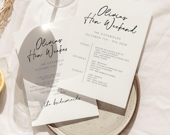 Minimalist Hen Party Invitation Itinerary Canva | Multi Size Set