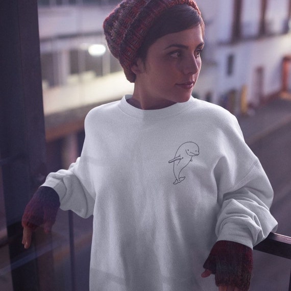 Beluga Whale Unisex Mens Ladies Womens Sweater Sweatshirt Jumper Pullover
