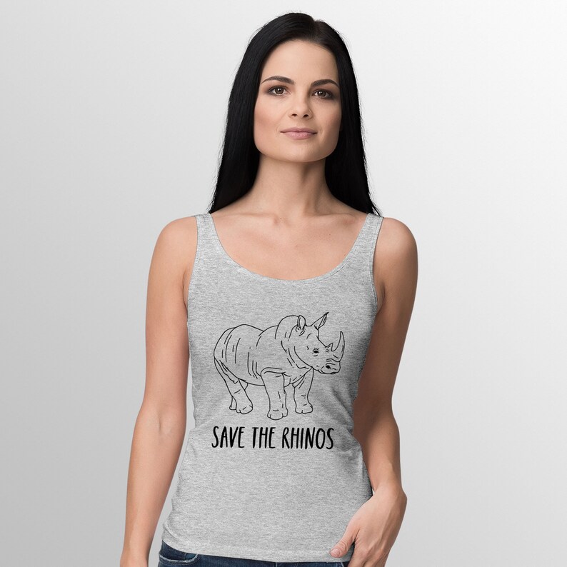 Girls Tee Tank T shirt Workout Wide Strap Top Save The Rhinos Sleeveless T-Shirt Women\u2019s Tank Top Gym Ladies Vest