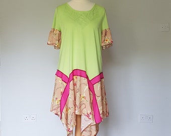 Summer dresses, Upcycled clothing for women, Plus size clothing, Knee length tunic, Upcycled dress, Women's clothing, Lagenlook tunic dress