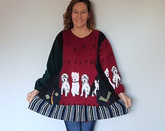 Camiseta para amantes de los perros, tops de felpa para mujer, ropa de tallas grandes, túnica para mujer, estilo bohemio, ropa para mujer, top tipo túnica de primavera, túnicas para mujer