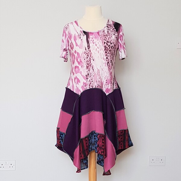 Robe Patchwork Lagenlook En Coton Et Lin Taille XL - Beige - Neuf Sans étiquettes