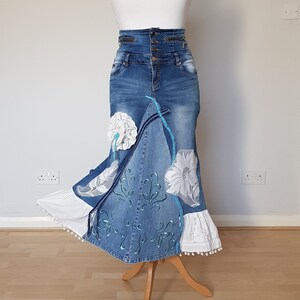 Denim Ruffle Skirt Etsy UK