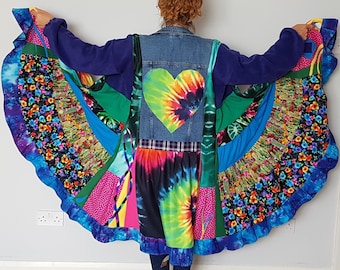 Patchwork coat, Boho jackets for women, Upcycle coat, Denim duster for women, Boho women clothing, Plus size coat, Hippie duster, Jacket