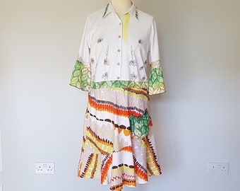 夏の麻のドレス、女性用ドレス、女性用アップサイクル服、ロングサマードレス、ボヘミアン服、女性用アップサイクルボヘミアンドレス、チュニック