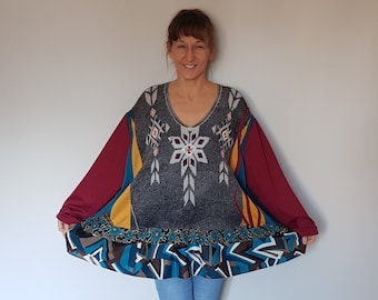 Upcycle sweater, Upcycled sweaters for women, Plus size clothing, Plus size tunic top, Recycled clothing for women, Woman upcycle, Patchwork