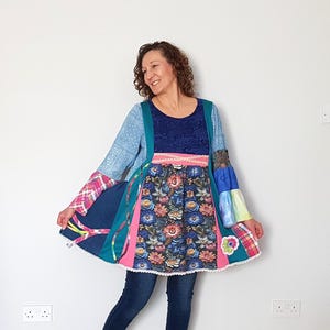 Cowgirl dress woman, Upcycled tunic, Upcycled rainbow tunic dress, Patchwork dresses, Cottage core dress, Women&#39;s tunic dress, Floral tunic