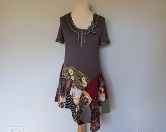 Lagenlook clothing, Patchwork tunic dress, Recycle dresses, Clothing for women, Womens upcycled, Boho clothes for women, Long upcycled dress