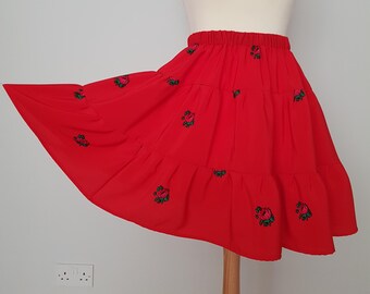 Y2K-minirok, Y2K-kleding, rok voor tieners, minirok voor vrouwen, rode korte rok, knielange rok, gelaagde rok, korte rok met ruches,