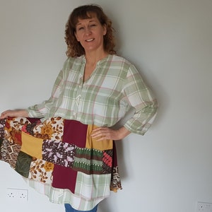 Fall upcycled tunic, Plus size clothing 2x, Upcycle clothing, Plus size boho dress, Autunm clothes, Womens clothing, Upcycled womens tops image 2