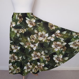 Long peasant skirt for women, Maxi boho skirt, Bohemian skirts,  Long floral skirt, Tiered maxi skirt, Bohemian clothes, Green floral skirt,