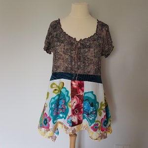 Upcycle clothing for women Recycle clohtes Lagenlook tunic Patchwork tunic tops Upcycle tank tops Bohemian clothing Upcycled tunic dress top