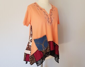 Womens clothing, Upcycled tops for women, Plus size clothes, Upcycled tunic plus size, Boho clothing, Recycle bohemian clothes, Lagenlook tu