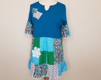 Plus size upcycled clothing for women Plus size patchwork dress Bohemian clothing Plus size tunic tops Upcycled dresses for women Boho dress