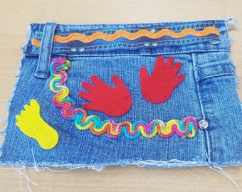 Patches van gerecyclede denim, patch voor upcycled kleding, patches voor kleding voor upcycle, opnaaien patch groot, ornament met langzame steken, gescheurd denim, appliqués