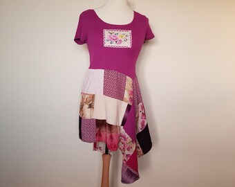 Patchwork dresses, Upcycle clothing for woman Hippie clothes Lagenlook Prairie dress Bohemian clothing Upcycle tunic dress for woman Recycle