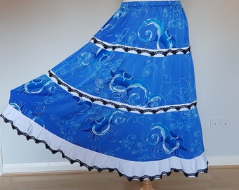 Tiered skirts for women Long boho skirt Bohemian clothing Hippie maxi skirt boho Long blue skirt Women's clothing Plus size boho clothing