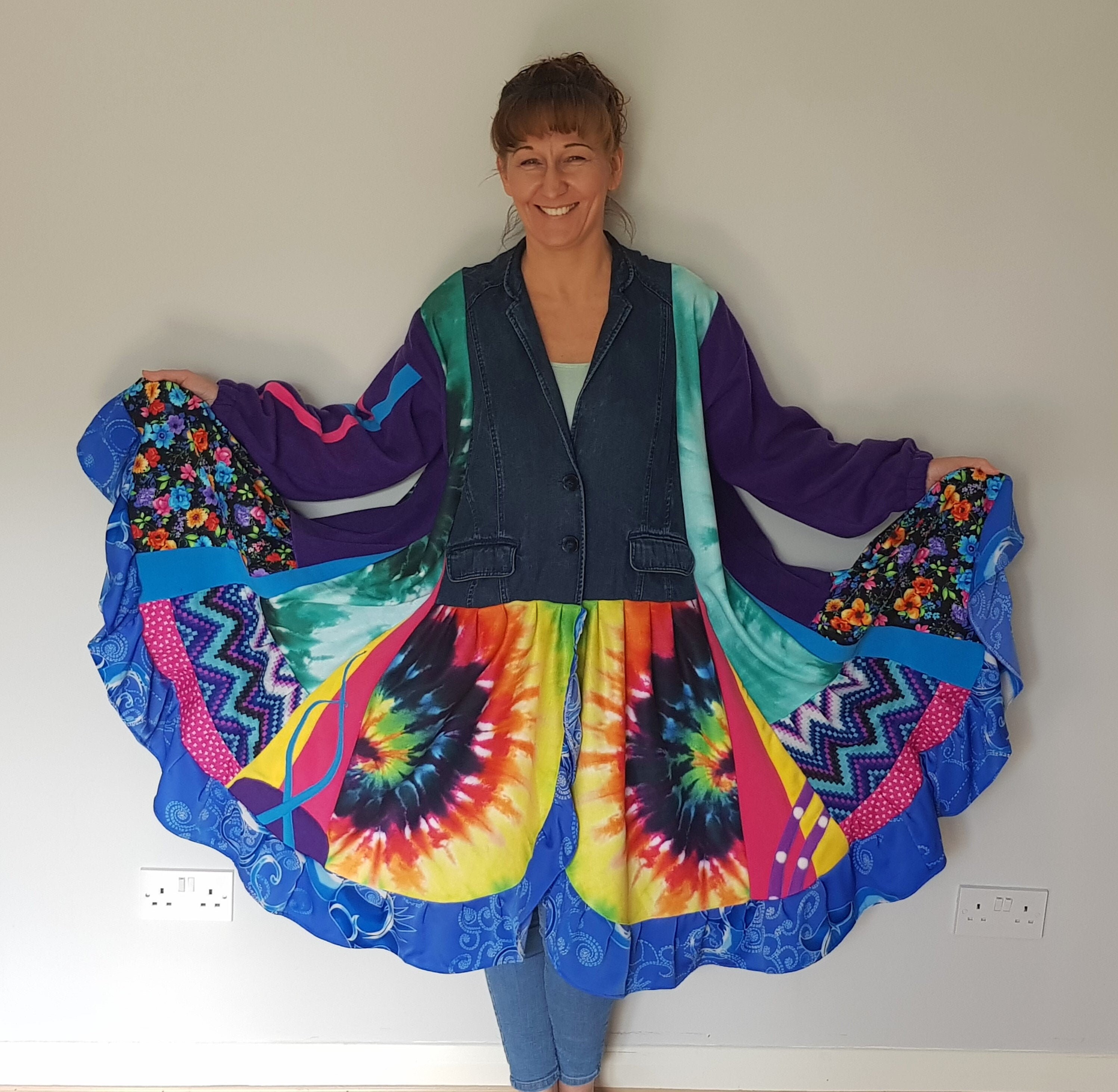 rainbow plus size denim jacket