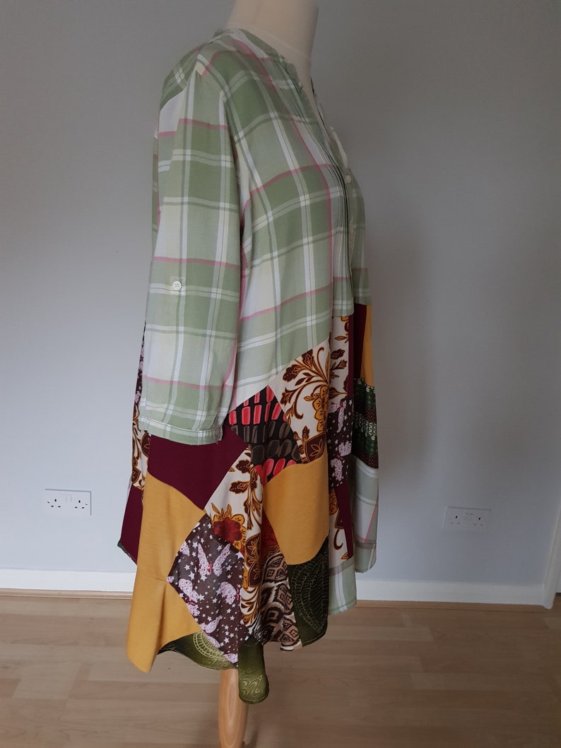 Fall upcycled tunic, Plus size clothing 2x, Upcycle clothing, Plus size boho dress, Autunm clothes, Womens clothing, Upcycled womens tops image 6