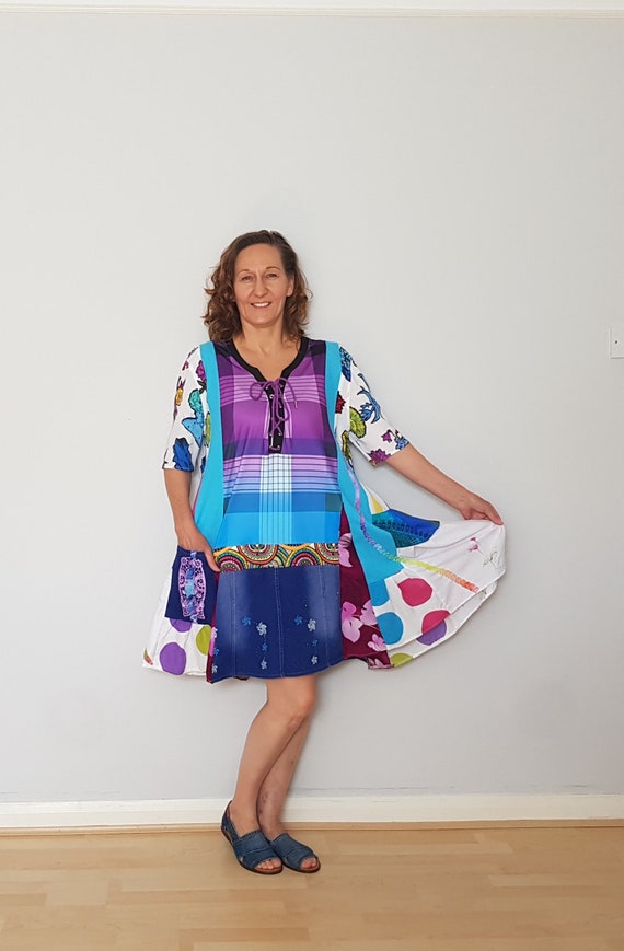 Blue and purple dress, Plus size Upcycled dress, Upcycled denim dress, Womens dresses, Summer dress woman, Women's Plus size clothing, Boho Blue and purple dress, Plus size Upcycled dress, Upcycled denim dress, Womens dresses, Summer dress woman, Women's Plus size clothing, Boho