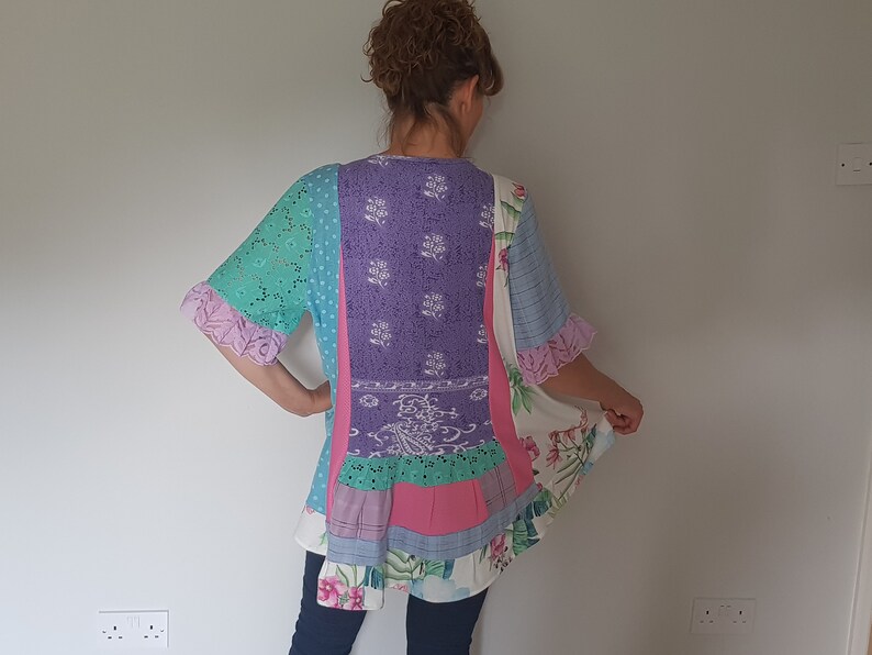 Upcycled clothing Hippie clothes Plus size clothing Plus size boho dress Upcycled womens clothing Boho Bohemian clothing Pastel rainbow dres