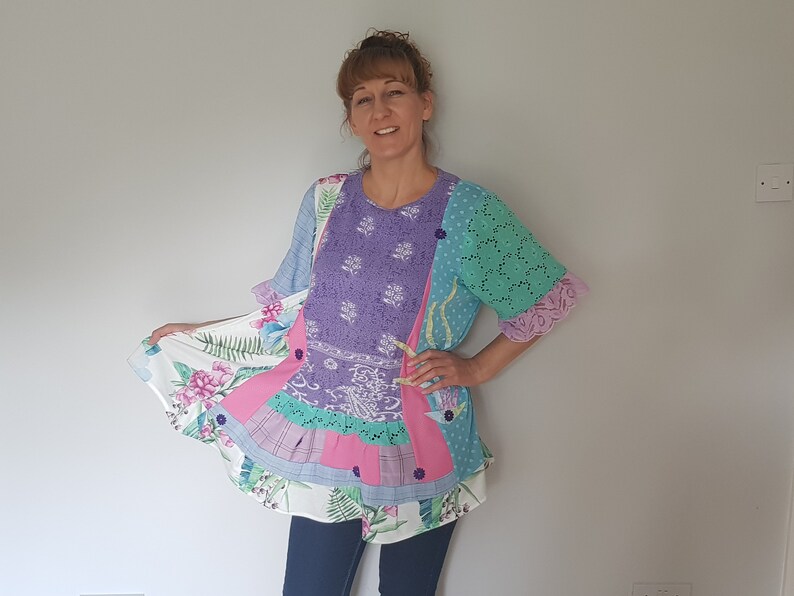 Upcycled clothing Hippie clothes Plus size clothing Plus size boho dress Upcycled womens clothing Boho Bohemian clothing Pastel rainbow dres