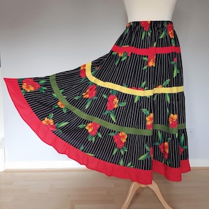 Tiered skirts for women, Plus size skirts, Long boho skirt, Bohemian clothes, Maxi skirt, Long floral skirt, Black red skirt, Boho clothes,