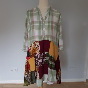 Fall upcycled tunic, Plus size clothing 2x, Upcycle clothing, Plus size boho dress, Autunm clothes, Womens clothing, Upcycled womens tops image 4