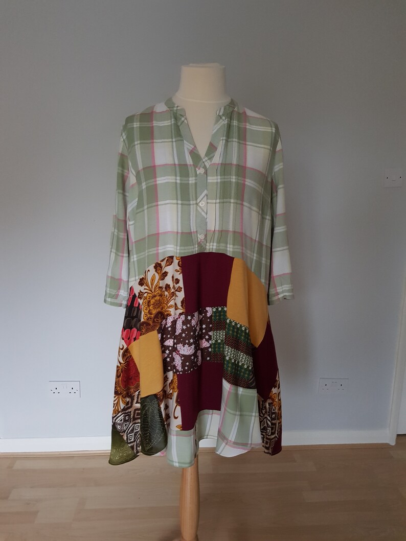 Fall upcycled tunic, Plus size clothing 2x, Upcycle clothing, Plus size boho dress, Autunm clothes, Womens clothing, Upcycled womens tops image 4