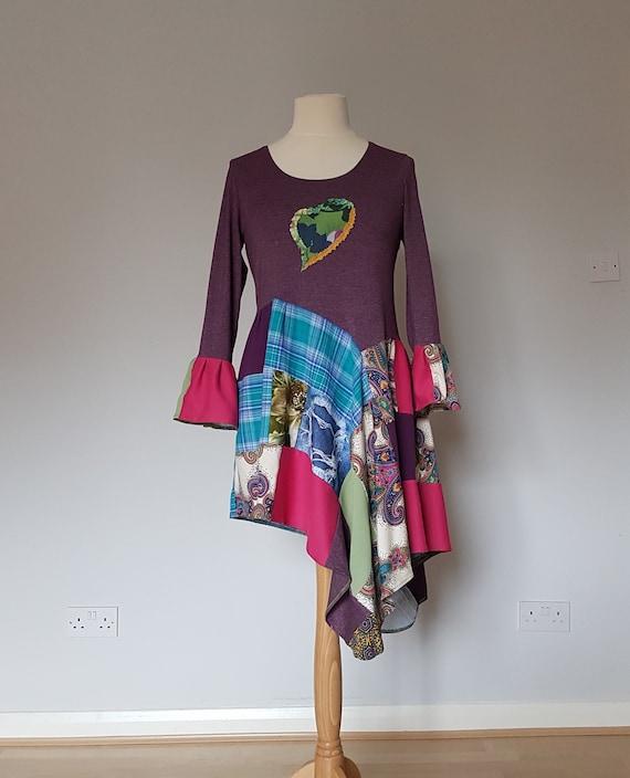 Patchwork Dress, Women's Tunic Dress, Unique Womens Clothing