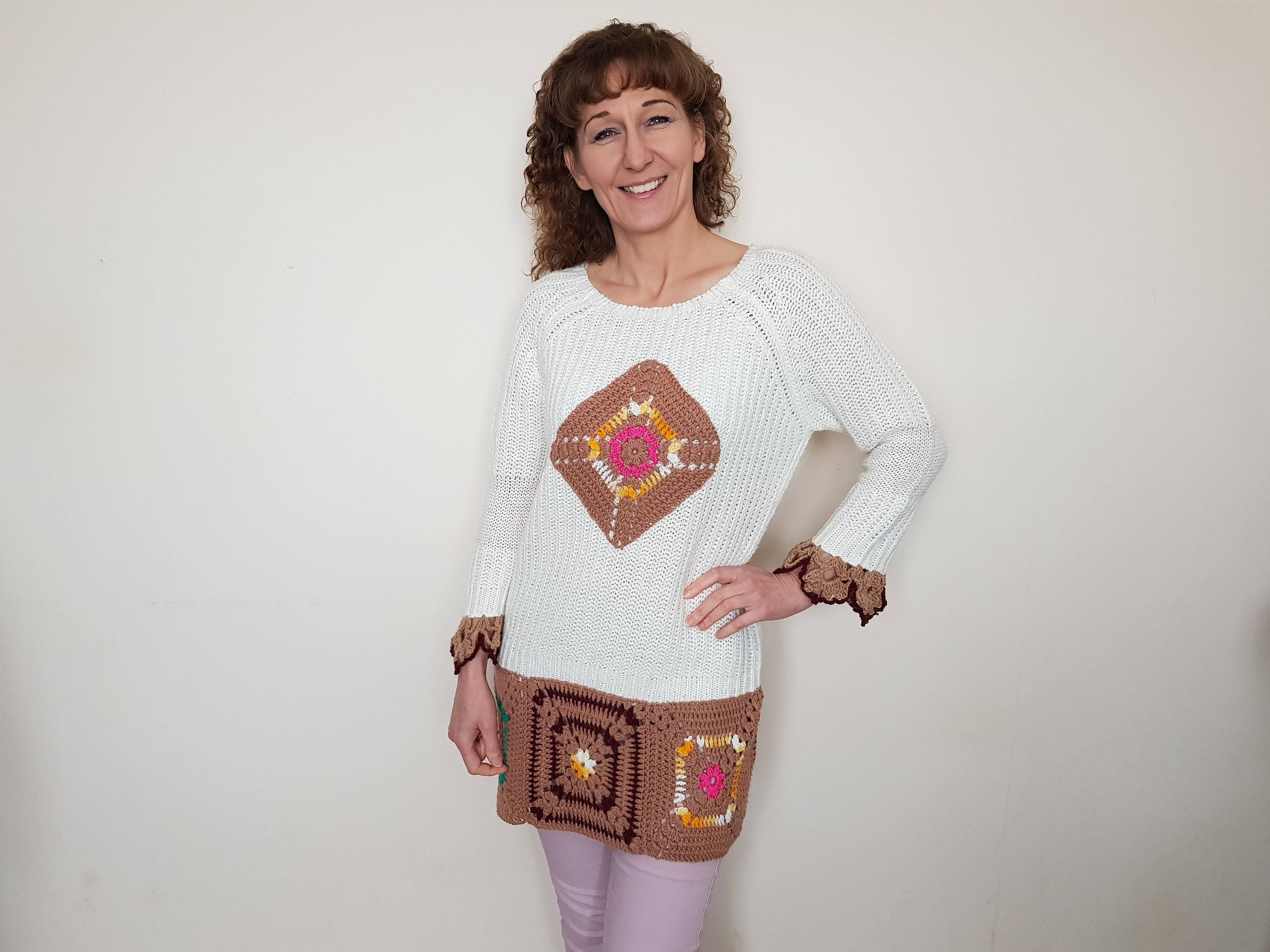 Image of Plus Size Clothing Tunic Top Upcycled Clothes Upcycle Sweater Bohemian Hippie Recycle Tunics