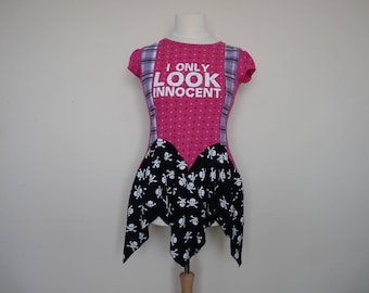 Patchwork tank top Halloween shirt Halloween tops Bohemian tunic Upcycled clothing Boho clothing Hippie clothes Recycled clothes Altered top