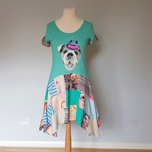 Dog lover, Dress with dog, Upcycled boho clothing, Women&#39;s dresses, Tunics for women, Patchwork dress, Lagenlook clothing women, Unique tops