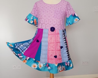 Lavender dress, Short purple dress, Womens lilac and blue dress, Short dresses for women, Cotton womens dress, Summer dress, Purple clothes,