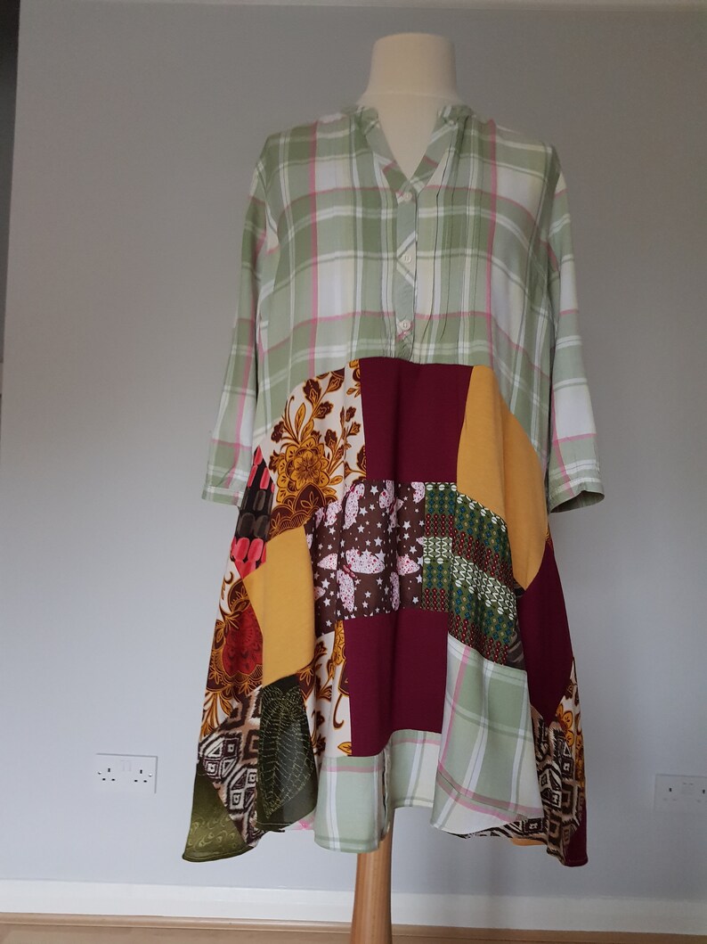 Fall upcycled tunic, Plus size clothing 2x, Upcycle clothing, Plus size boho dress, Autunm clothes, Womens clothing, Upcycled womens tops image 5