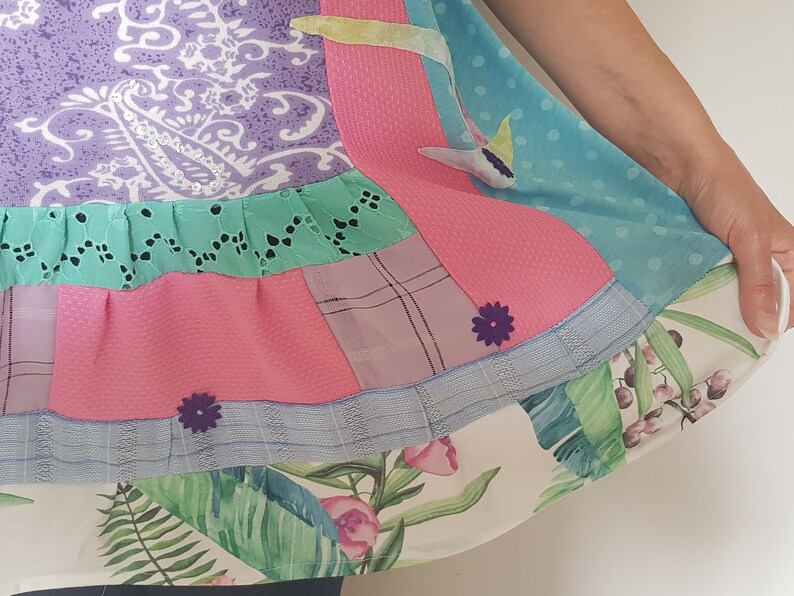 Upcycled clothing Hippie clothes Plus size clothing Plus size boho dress Upcycled womens clothing Boho Bohemian clothing Pastel rainbow dres