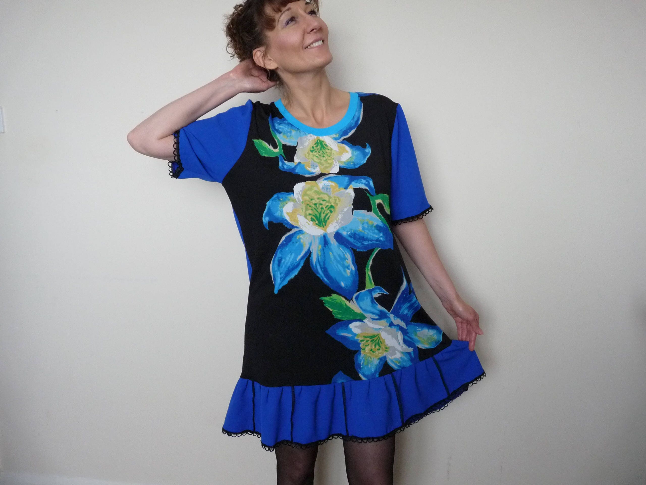 Image of Bohemian Clothing Hippie Clothes Plus Size Upcycled Altered Tunic Tops Boho Dress Floral For Woman