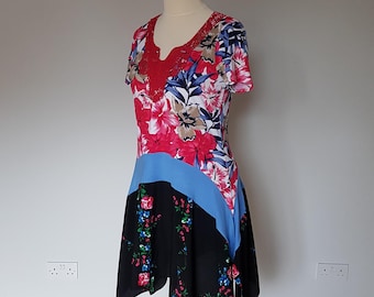 Sukienka patchworkowa damska, Sukienki letnie dla kobiet, Tunika w dużych rozmiarach, Odzież w dużych rozmiarach, Długa sukienka w kwiaty, Letnia bawełniana sukienka, Boho
