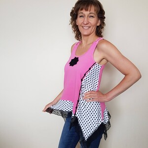 Upcycled tank top for women, Upcycled tunics, Recycled clothes, Boho clothing, Pop art clothes, Upcycled clothing, Womens blouses boho tunic