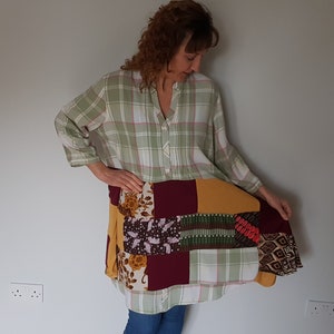 Fall upcycled tunic, Plus size clothing 2x, Upcycle clothing, Plus size boho dress, Autunm clothes, Womens clothing, Upcycled womens tops image 3