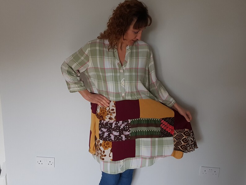 Fall upcycled tunic, Plus size clothing 2x, Upcycle clothing, Plus size boho dress, Autunm clothes, Womens clothing, Upcycled womens tops image 3