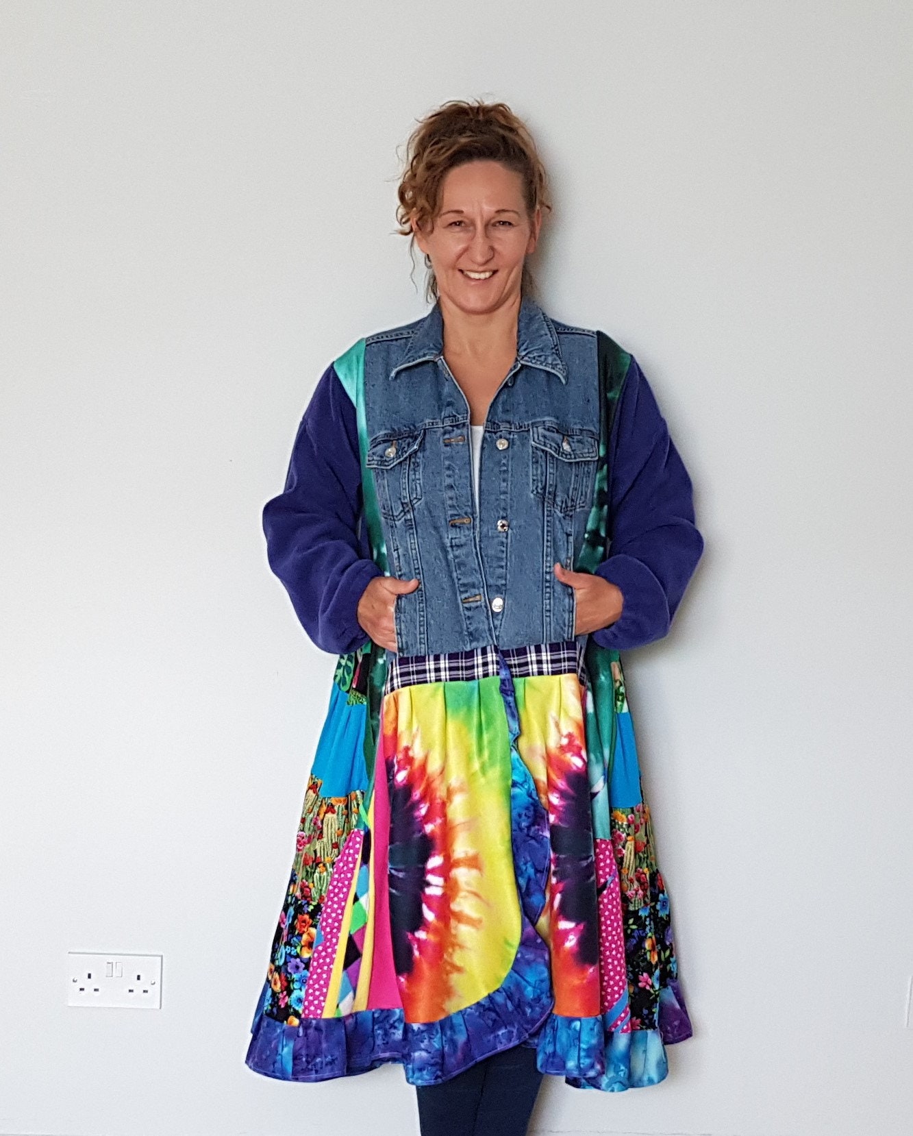 Boho chic denim blazer for women