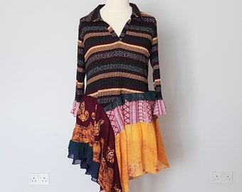 XL womens dress, Spring clothing, Plus size clothing, Patchwork dress, Womens clothing, Upcycled tunic dress, Boho plus size, Lagenlook tops