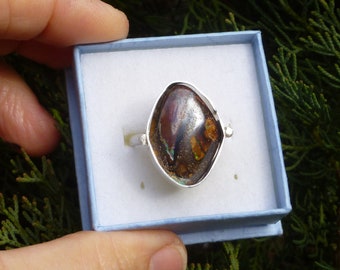 Silver ring with a boulder opal - silver 925 - Real opal - handcrafted jewel - boho - men's ring - boho