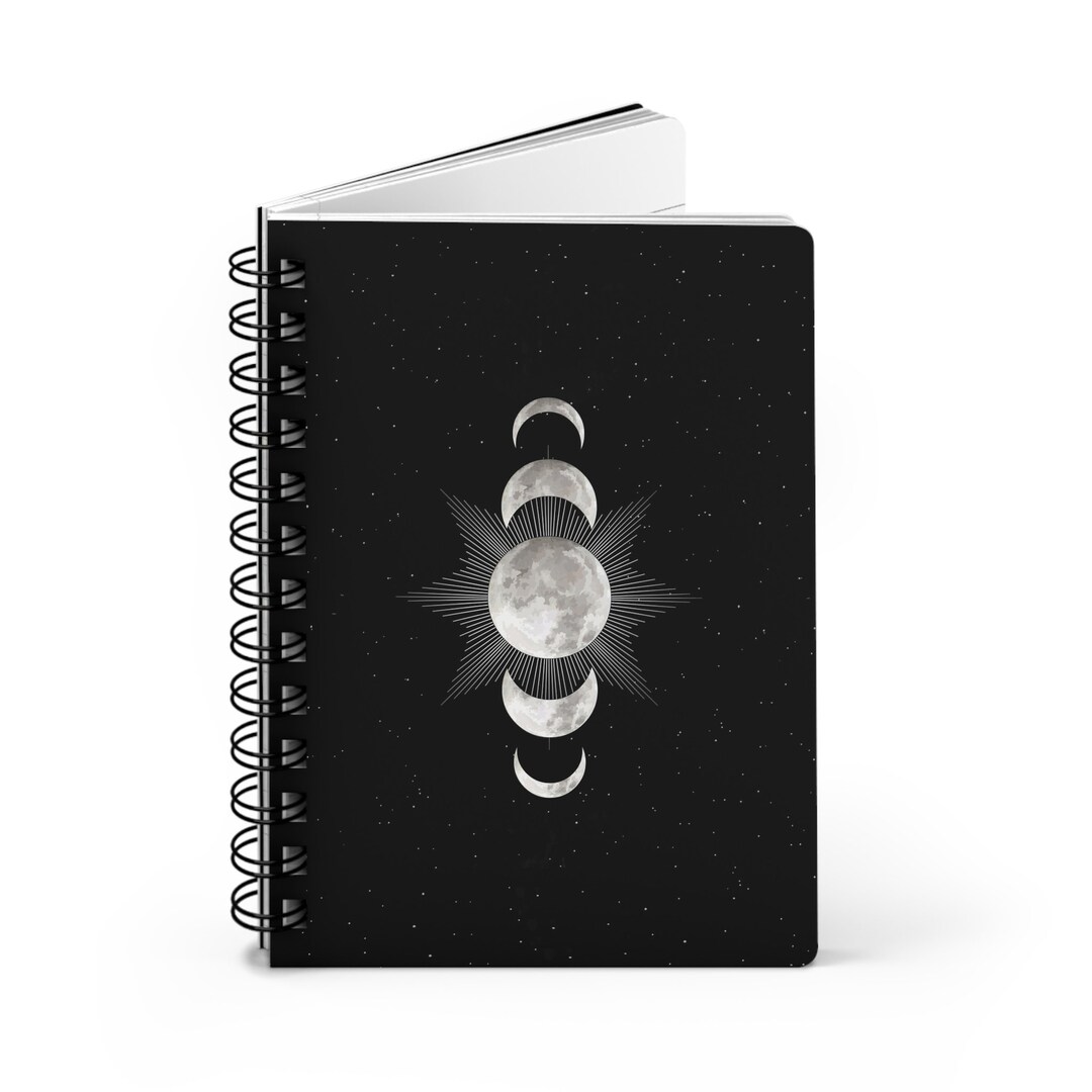 Moon Phases Spiral Notebook – Celestial Writing Journal, 150 Lined ...