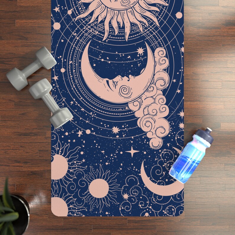 Tapis de yoga en caoutchouc Galaxy vintage - Tapis d'exercice écologique et durable - Dessus velouté et dessous antidérapant image 5