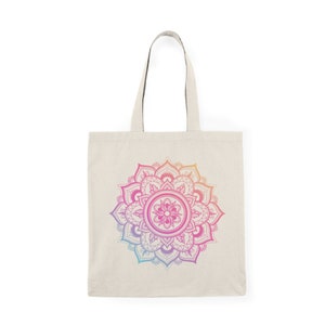 Rainbow Mandala Natural Tote Bag