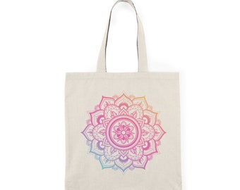 Sac fourre-tout naturel mandala arc-en-ciel