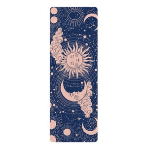 Tapis de yoga en caoutchouc Galaxy vintage - Tapis d'exercice écologique et durable - Dessus velouté et dessous antidérapant image 1