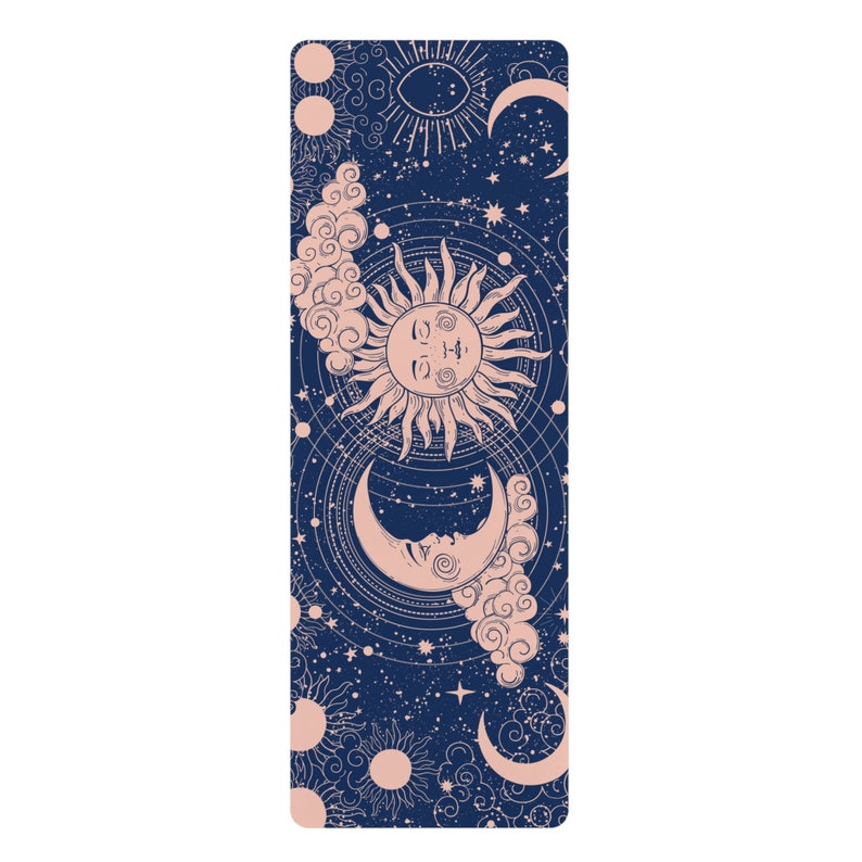 Tapis de yoga en caoutchouc Galaxy vintage - Tapis d'exercice écologique et durable - Dessus velouté et dessous antidérapant image 1
